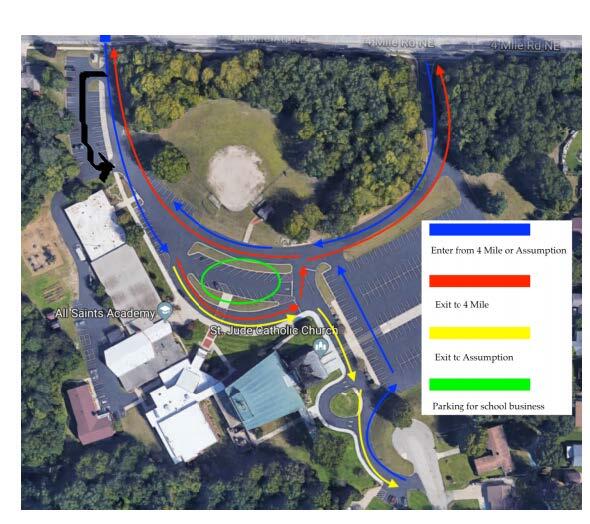 Upper school pick up and drop off map.