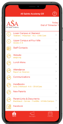 All Saints Academy app on a phone